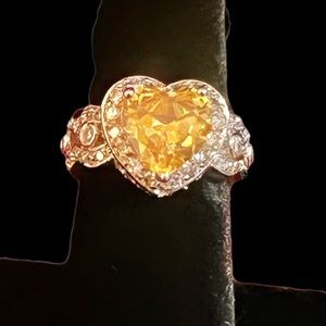 Parklane Jewels Canary Yellow Heart cz Ring.